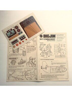 1974 Big Jim Sky Commander Instructions + Original Unused Sticker Sheet Mattel